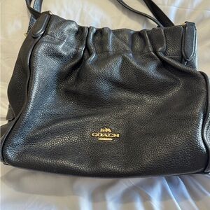 Coach Pebbled Black Leather Shoulder Bag